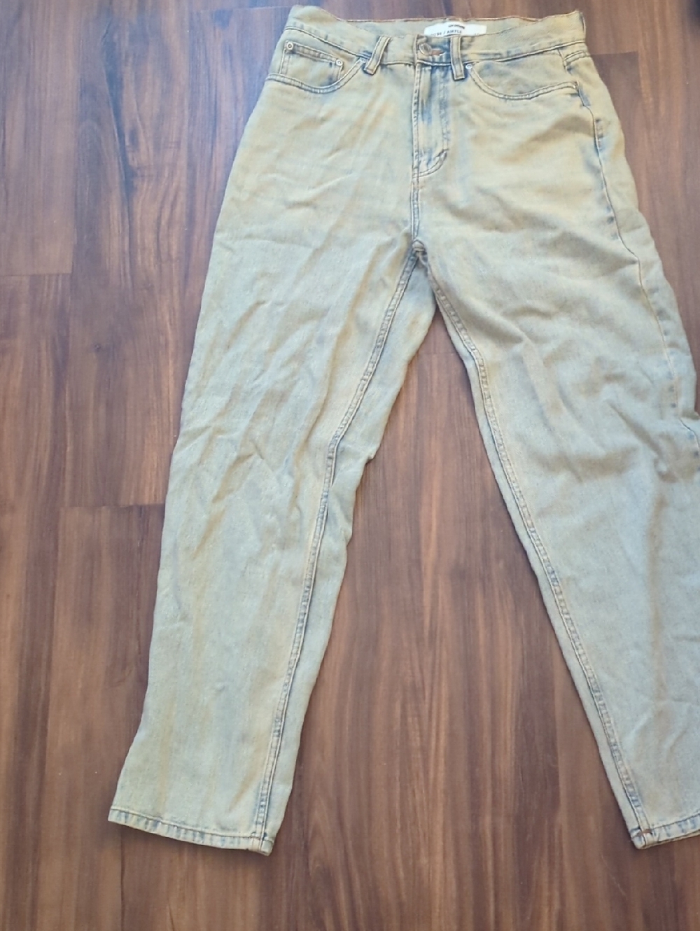 Light Olive High-Waist Straight Leg Jeans
